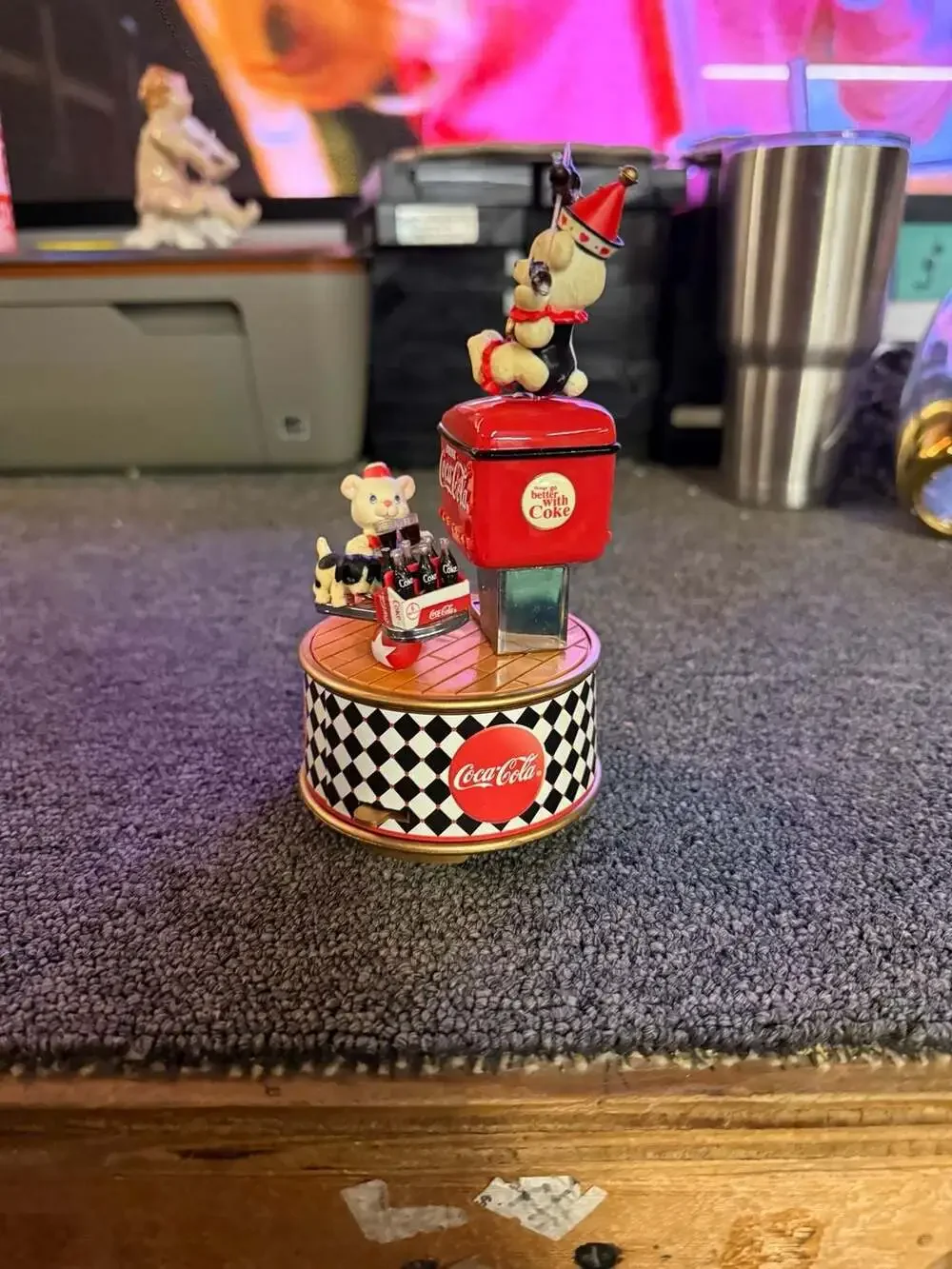 1995 Enesco Coca-Cola 'Serving Up Fun' Mini Action Musical Figurine